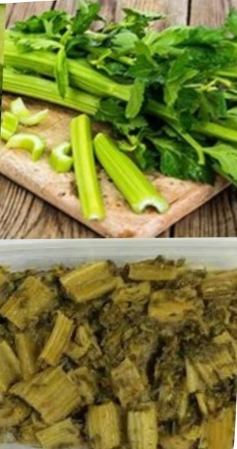 کرفس سرخ شده همراه با نعنا و جعفری